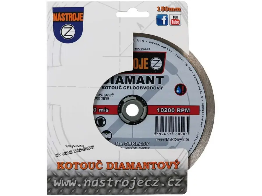 Kotouč diamantový celoobvodový 150x1,6x22,2mm, na obklady